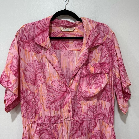 Adini feather print maxi vintage dress Large - Picture 2 of 8